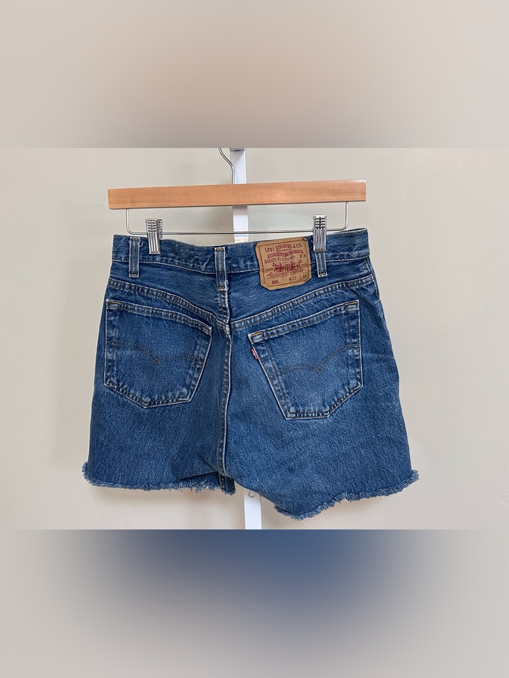 Vintage Levi’s 501 USA Cutoff Denim Shorts W31 High Rise Button Fly